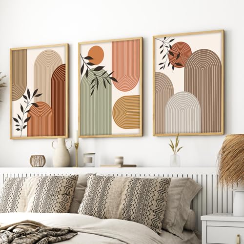 Image of ARTELLY Boho wall Art Paintings Modern Art Framed Wall Painting for Living Room Bedroom - Wall Posters | Paintings with Frame Set of 3 (Boho 4, 13x19 inch)