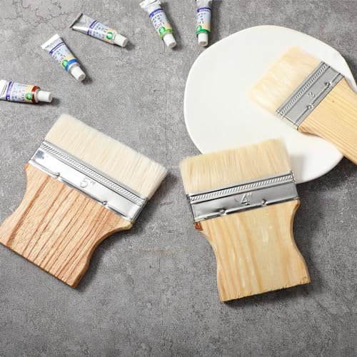 Thinp Set de 3 Pinceles Planos Paddle, Pincel Ancho Grandes de 3/4/5 Pulgadas con Mango de Álamo, Pinceles de Lana para Pinturas al Óleo y Acrílicas miniatura 7