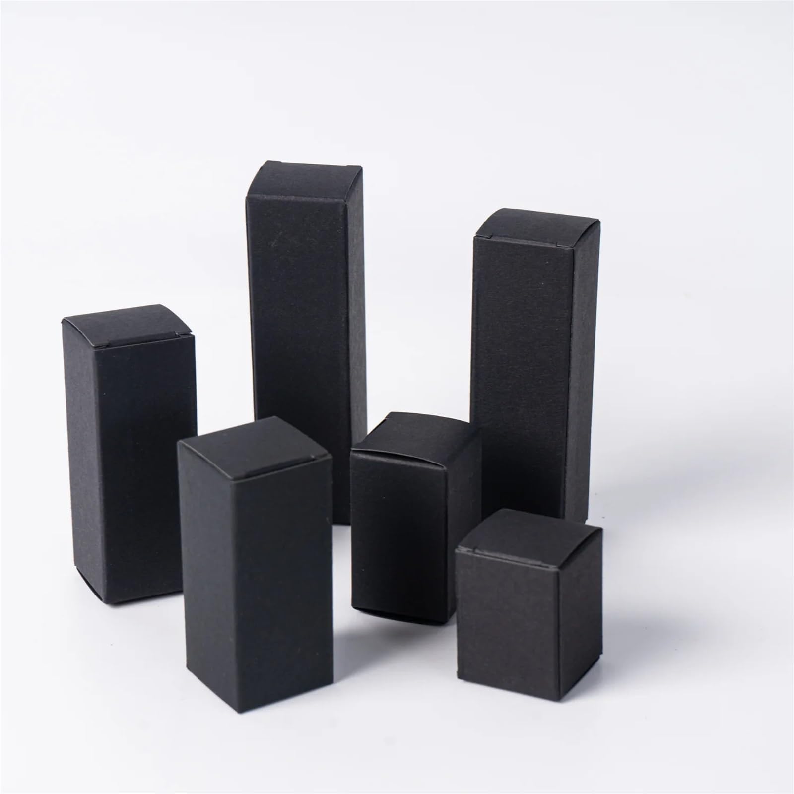 Packung Kraftpapier-Lippenstiftetuis 50 Stück rechteckige Faltschachtel aus Kraftpapier | For Kerzenbonbons(Black,7x7cm LxW,12cm H)
