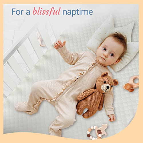 Image of LuvLap Cot C-65 Wooden Baby Cot for Kids with Mattress, 3 Level height adjustment, Convertibleinto low toddler bed, Made of New Zealand Pine Wood, Suitable for Newborn babies (White)