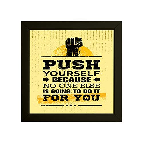 Image of Indianara Set of 4 Fitness Gym Motivational Quotes Paintings (2145) without glass 9.5 x 9.5 inch each