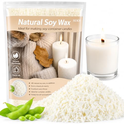 Sukh Soy Wax for Candle Making - Natural Soy Wax Flakes Pure Cera para Velas Candle Making No...
