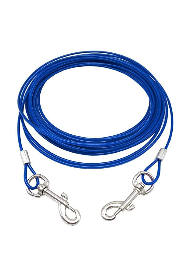 Woofy Heavy Duty Vinly Coated 15 Ft Long Coiled Tie-Out Cable/Leash for Dogs with Shock Spring Up to 120 Lbs (Blue) (B0C3DHMFCH) Amazon Price History, Amazon Price Tracker