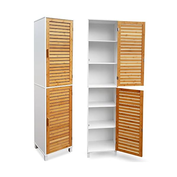 osoltus Badregal Hochschrank 190cm Wandschrank Bambus Aarhus