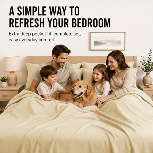 Image of CozyLux Queen Sheet Set 6-Piece, 21-Inch Deep Pocket, Soft Brushed Feel