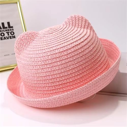 Toddler, Preschooler, Children, Kids Cat Ear Straw Bucket Sun Hats, Assorted Colors Multicolor3