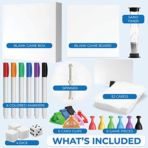 Make Your Own Board Game - Create Almost Any Game You Can Come Up with. Accessories Included are: Blank Board, Spinner, Timer, Pawns, Cards. and Much More Game Pieces.