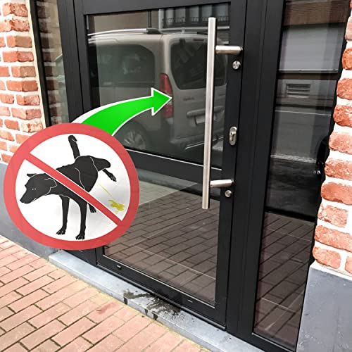 imaggge.com - Aufkleber Pipi Hund verboten - 6 runde Aufkleber - 9,5 cm - Rot/Weiß
