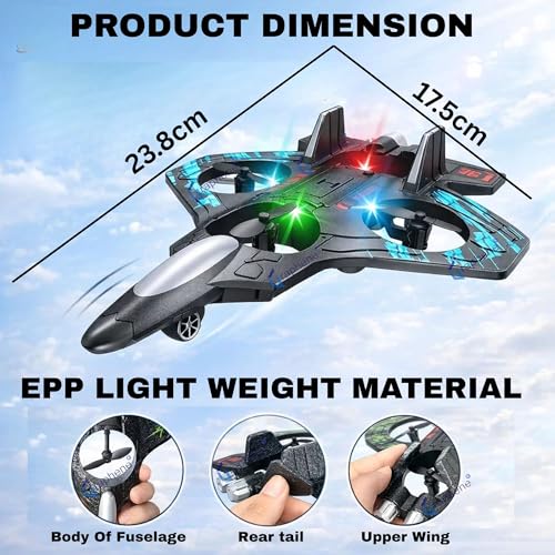 Image of GRAPHENE Remote Control Aeroplane RC Plane for 6-16 Years Kids Boys Adults Fighter Jet Toy 2.4 GHz with LED Lights 360 Flip Hovering Stunt Roll Spin Flight Aircraft Foam Glider Airplane Hobby Toy