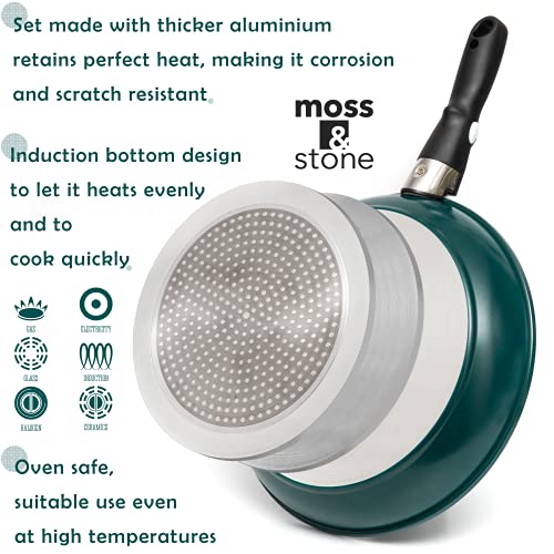 Moss & Stone Aluminum Pots And Pans Set Nonstick, Removable Handle Cookware, Stackable Pots And Pans Set, Dishwasher Safe, Induction Pots And Pans, Camping Cookware Set. (10 Pieces Blue) #TOP3