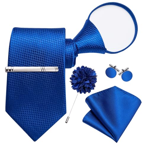 Image of DiBanGu Silk Pre-tied Ties for Men Formal Adjustable Necktie Set | 6PCS,Zipper Tie,Pocket Square,Cufflinks,Tie Clip & Lapel Pin,Wrinkle-Resistant,Premium Gift Box,Formal Business Wedding Party
