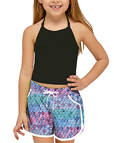 Mermaid Boardshorts For Girls Summer Cute Novelty Tropical Quick Dry Athletic Shorts Swim Trunks 7-8 Years #TOP1