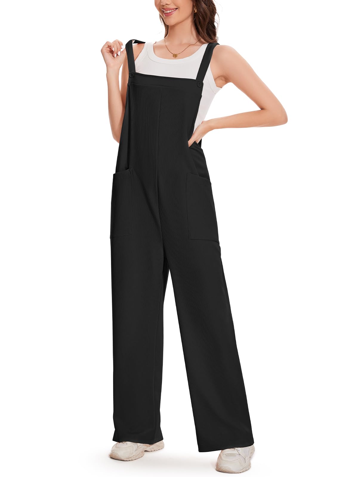 VUTRU Women's Loose Fit Corduroy Bib Jumpsuits Adjustment Possible