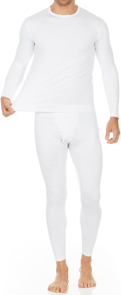 Men s Ultra Soft Thermal Underwear Long Johns Set with Fleece Lined White XX-Large