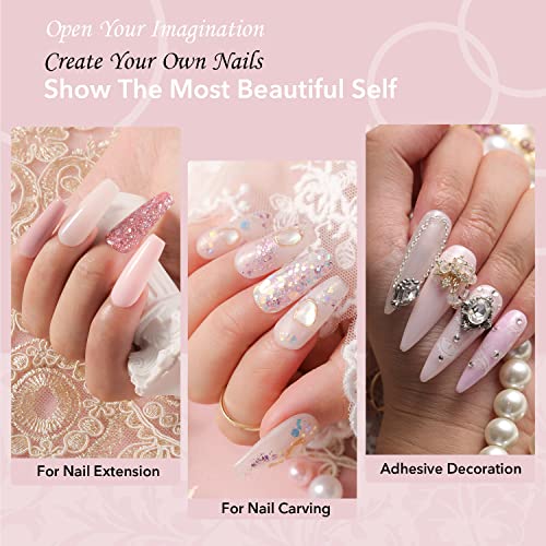 Aokitec Thin Pink Acrylic Powder Set For Nails, Professional Acrylic Nail Powder,Lasting Acrylic Powder For Extension French Nail Art, Acrylic Nail Supplies Sets For Nails Beginners Or Salon (0.35 Oz) #TOP6