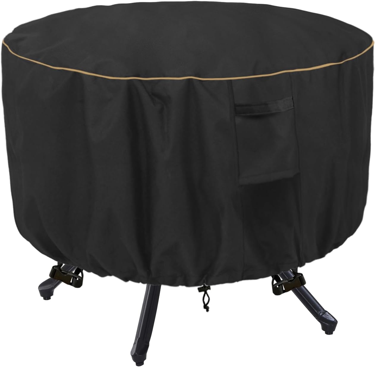 Outdoor Coffee Table Cover Round,Round Patio Table Covers for Outdoor Furniture,Waterproof 600D Heavy Duty Outdoor Patio Table Cover,34 Inch(Black) 34"DIA x 18"H Table-black