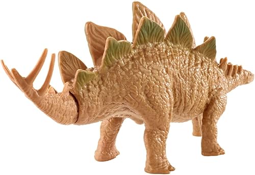 Miniatura 3 de Mini figuras coleccionables de dinosaurios inspiradas en el mundo jurásico - Figura de dinosaurio de Stegosaurus  Marrón con platos verdes  Bolsa