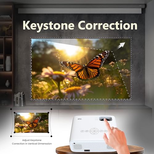 Image of OTEK Epic Native Full HD 1080P Projector for Office & Classroom, 4K Support, 6000 Lumens, Bluetooth 5.3, Dual HDMI USB, 210 Inch Display, Wired Non-Smart