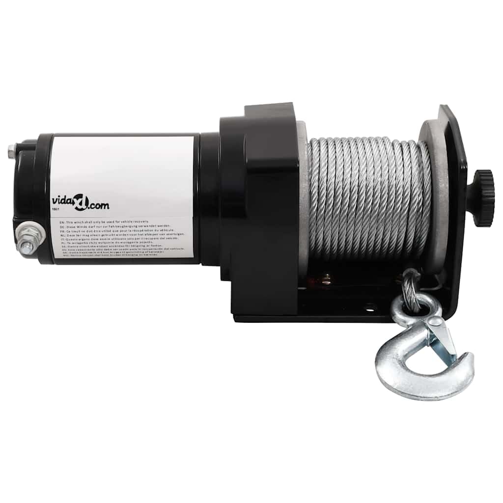 Elektrische Seilwinde 1360 kg Zugkraft 12V mit Montageplatte und Rollenführung, 9 m Stahlseil für Offroad, Auto, Boot, Werkstatt, Industrie, Bergung, Schleppen, Heben