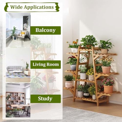 Support à plantes en bois intérieur extérieur étagère fleurs balcon terrasse - 5