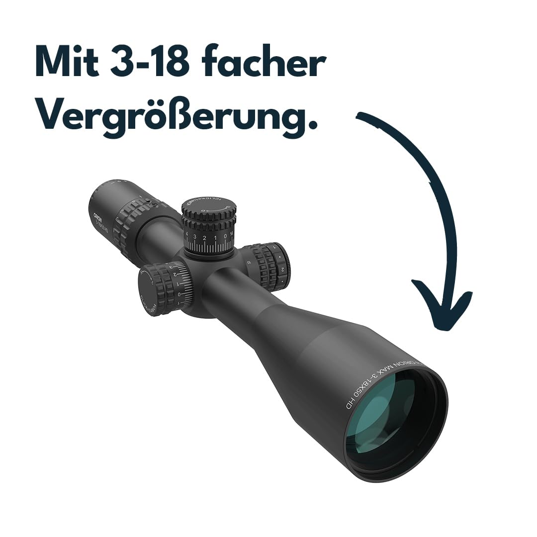 Vector Optics SCOL-57 Orion Pro Max 3-18 x 50 HD SFP celownik do uprawiania sportu, airsoft i polowania, wiatrówka celownicza, celownik karabinowy, zakres Rifle, obszerne akcesoria