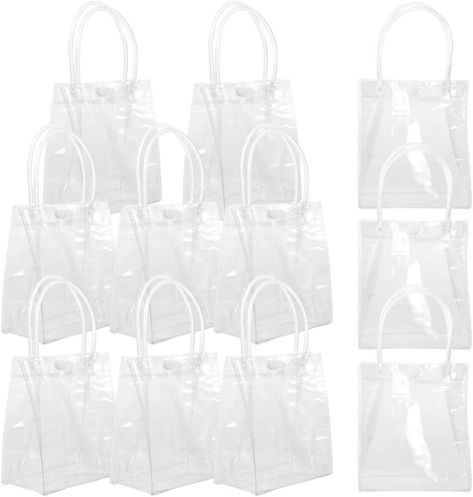 Gadpiparty Clear Plastic Gift Bags with Handle 24Pcs Reusable Transparent PVC