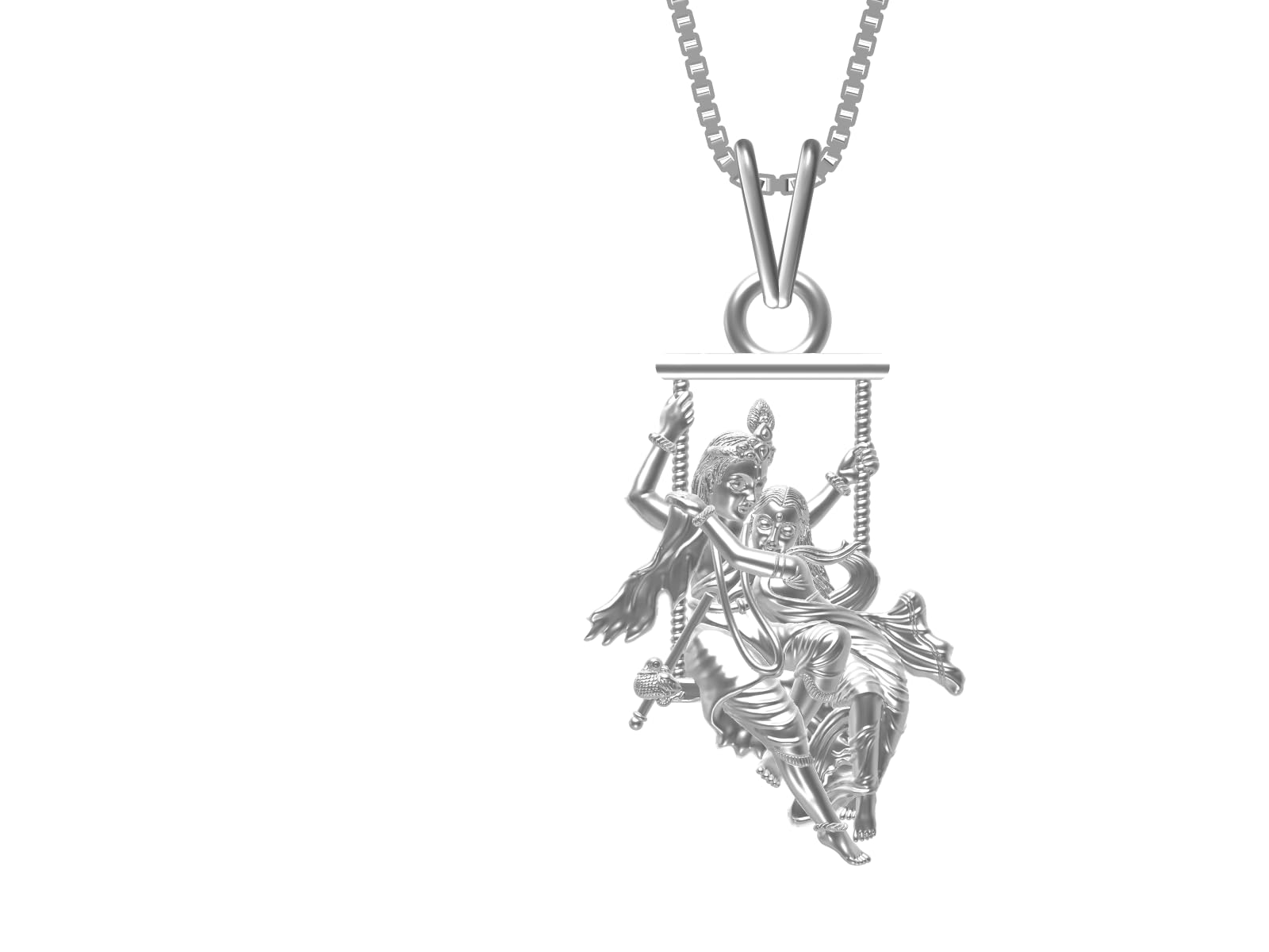 Lord Radha Krishna Pendant Silver Religious Love Gift Pendant Necklace Pure 925 Silver Radha Krishna For Couples-image-23