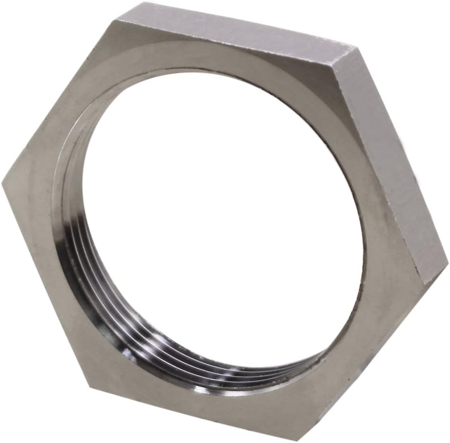 DERNORDCast Pipe Fitting Stainless Steel 304 Hex Locknut 2.5cm - 1.3cm NPT Female