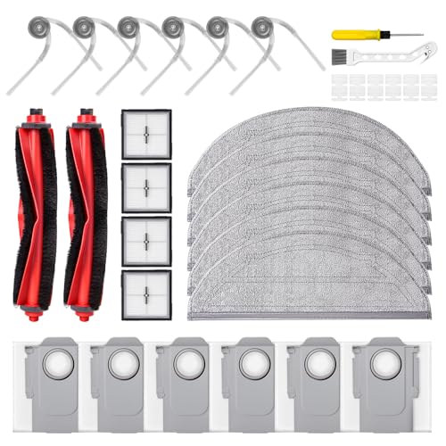 Image of 32 Pcs Q10 S5+ Replacement Accessories Compatible with Robo rock Q10 S5 / Q10 S5+ Robot Vacuum, 2 Main Brushes, 6 Mop Pads, 4 HEPA Filters, 6 Scent Tablets, 6 Side Brushes, 6Dust Bags