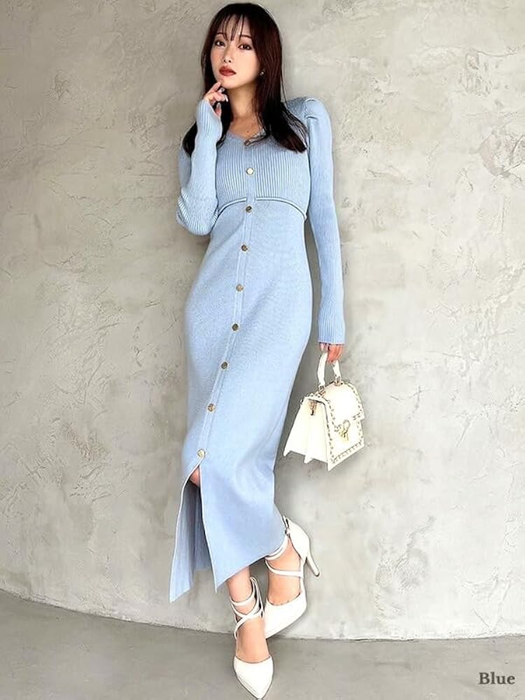 LV タイト ニット ワンピース Amazon.co.jp: [リゼクシー] ゴールド ボタン タイト ニット