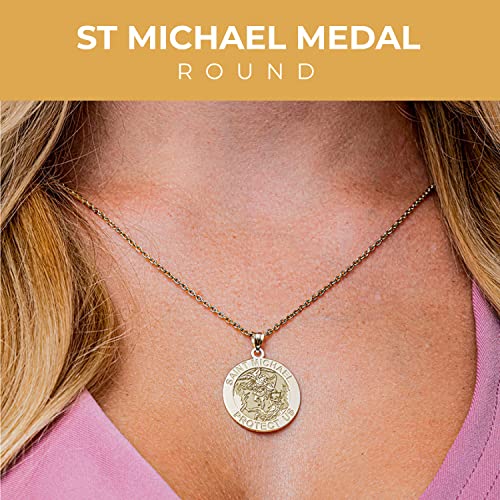 Picturesongold.com Saint Michael Oval Religious Medal - 3/4 Inch X 1 Inch In Solid 14K Yellow Gold #TOP1