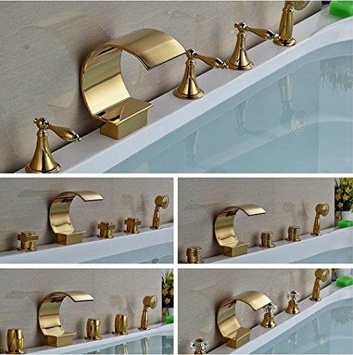 Robinet cascade en laiton doré pour transformer votre meuble lavabo en espace spa