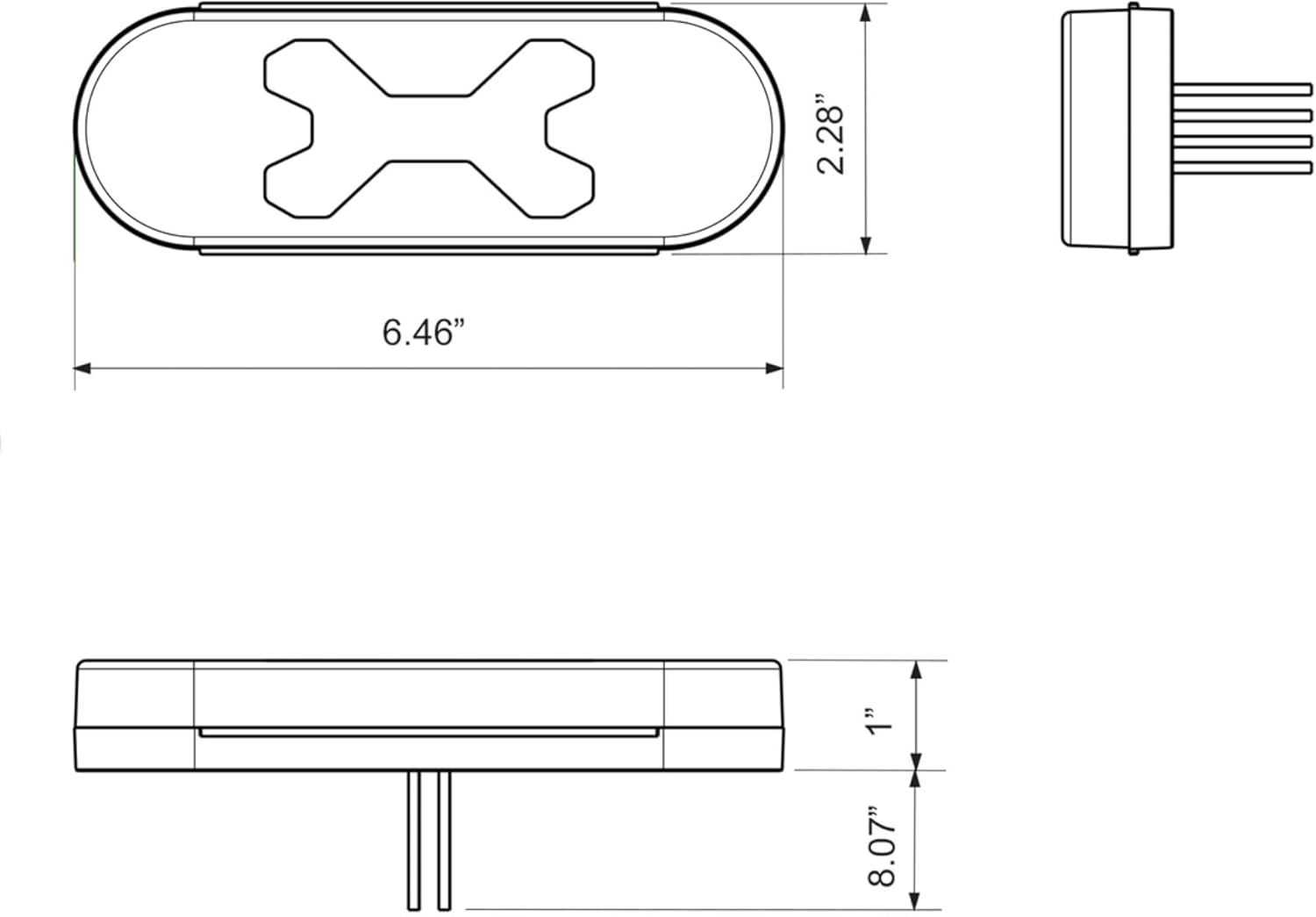 Optronics STLW316MGHB 20-LED 6-in. red Recess Grommet Mount Stop/Turn/Tail with Built-in White/Yellow Warning Light, Hard Wired