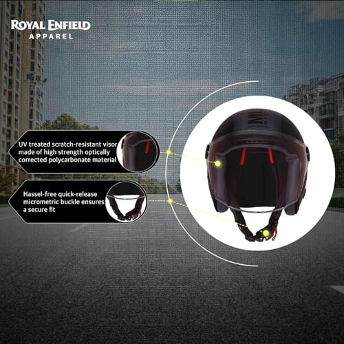 Image of ROYAL ENFIELD REDDITCH Open Face MLG 1901 | ISI Certified | Shell Construction: Built with High Impact Grade ABS | High-Strength EPS Liner | Micrometric Lock | UV-Resistant PU Paints MATT Black XL