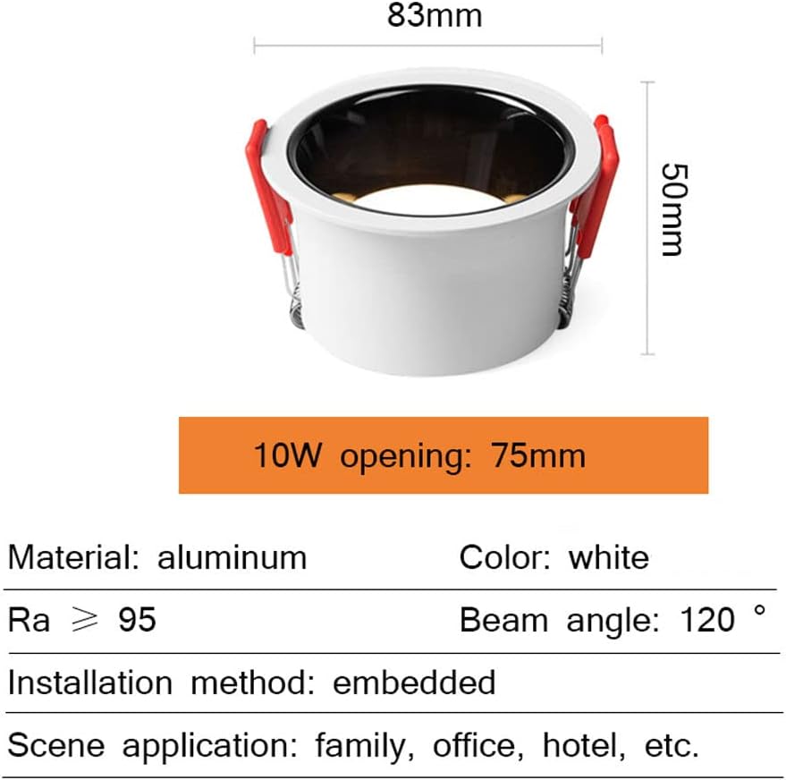 USMJQVZ 2 Pack Black LED Recessed Downlight, Baffle Trim 7W,10W,12W,15W Round LED Recessed Lighting Baffle Trim 3000K-5000K Selectable LED Can Light