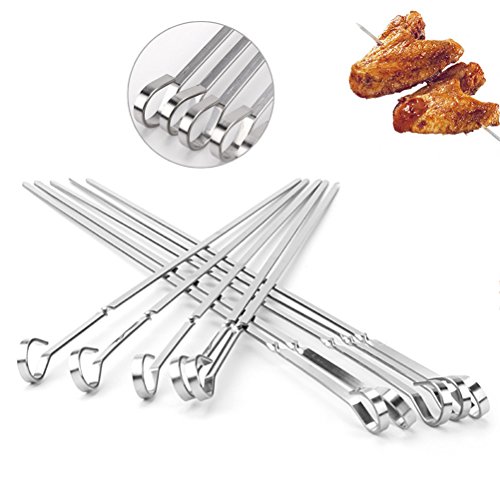 Espetos de churrasco DOITOOL para espetos de chapa de aço inoxidável para grelhar, 10 peças de espet