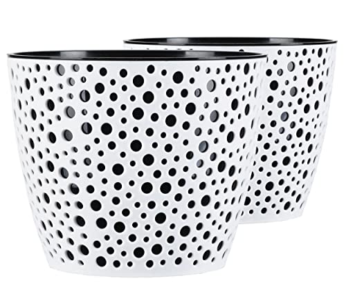 Tymar Blumentopf, 2er-Pack, Übertopf aus Kunststoff, Moderne, Runde Form, Pflanztopf für Innen,Pflanzgefäß, Pflanzkübel, 6 Größen, 5 Farben, VE01 (ø 17cm, Schwarz)