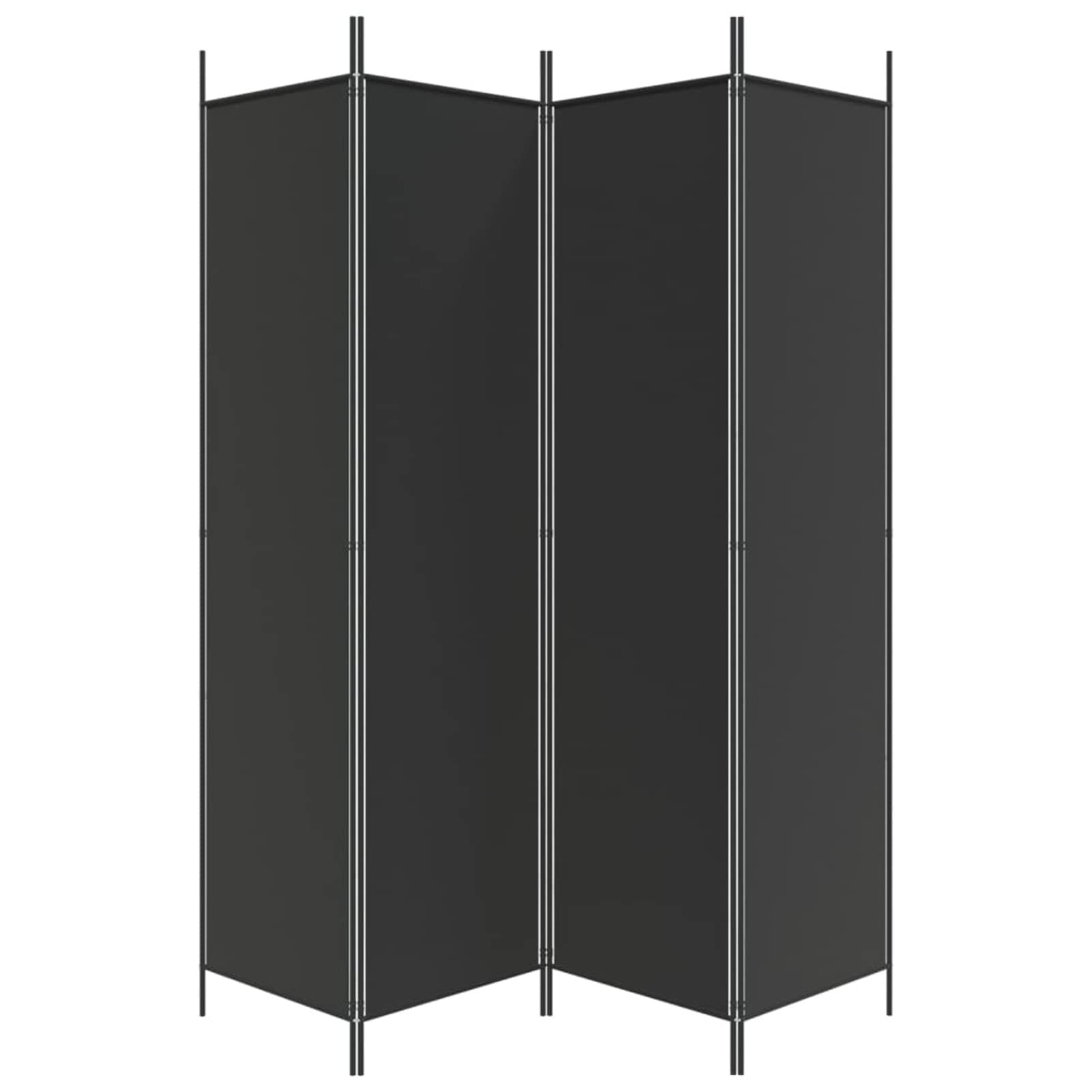 Paravento a 4 Pannelli Divisorio Nero 200x200 cm in Tessuto - Protezione Privacy per Interni (SPU:350185)