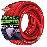 GearIT, 0 Gauge Wire, for Automotive Power/Ground, Battery Cable, Car Audio, Trailer, Amp, CCA Wire, Wire, Automotive Wire, Amp Kit, Battery Cables, Amp Wiring Kit, 25 Feet, Red Translucent