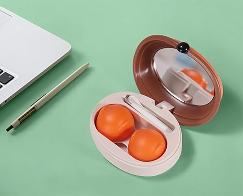 Miniatura 9 de Kit de estuche para lentes de contacto, estuche lindo para libro de colores, kit de almacenamiento de viaje portátil con espejo, recipiente, pinzas,