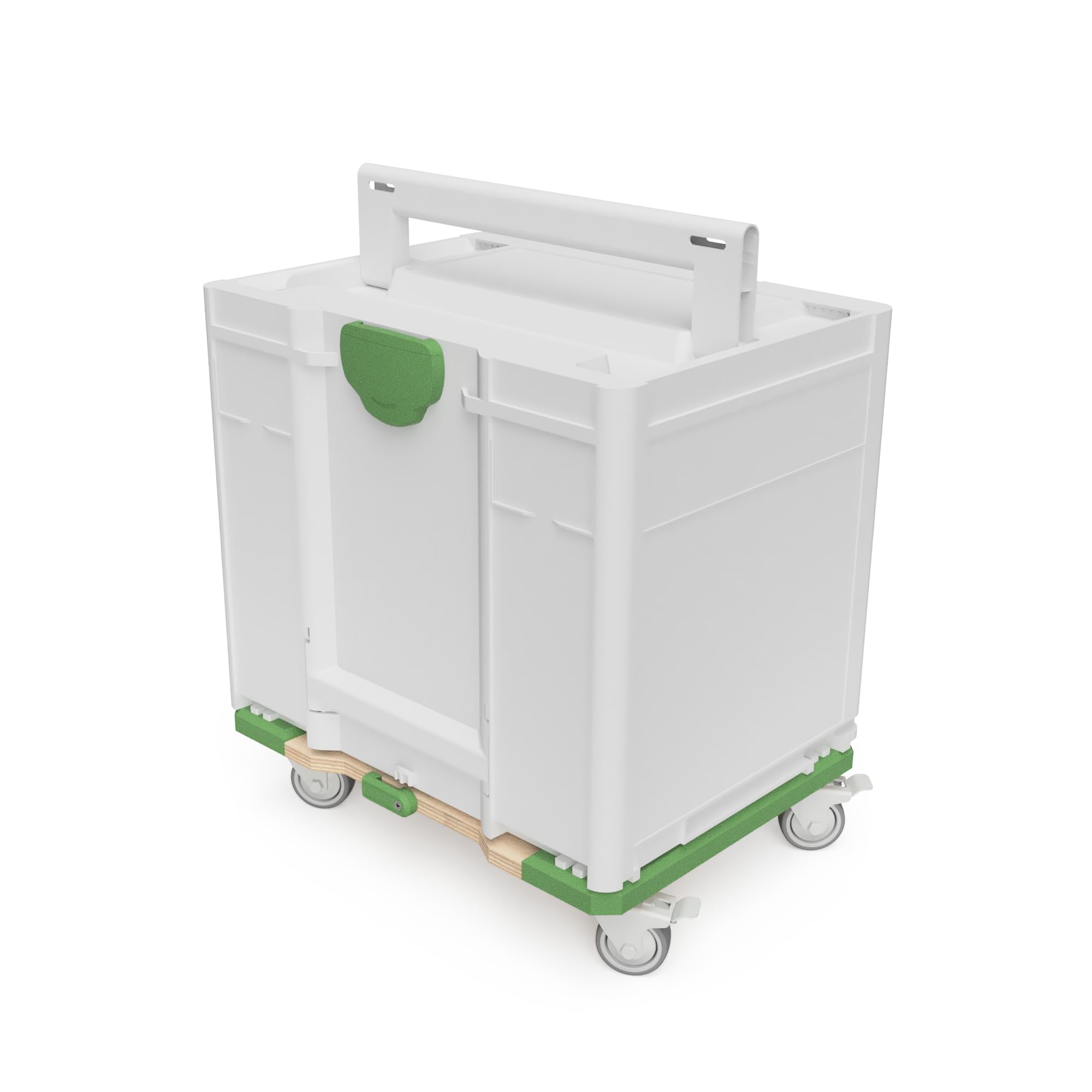 Carrello | Carrello di trasporto | Scooter | Cart compatibile con Festool, Toro, Tanos Systainer T Loc o SYS ³ 3 M – 4 ruote girevoli gommate (2 freni), 200 kg, betulla multiplex, su misura senza