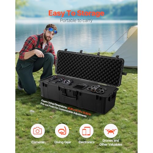 image for VEVOR Weatherproof Hard Case, Heavy Duty Protective Dry Box Case with 