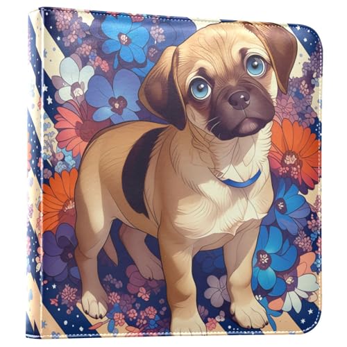 Kigai Cute Dogs Photo Album Self Adhesive Scrapbook Album Leather Cover DIY Picture Scrap Book with 20 Adhesive Sheets, 11.8x24x0.8 inch