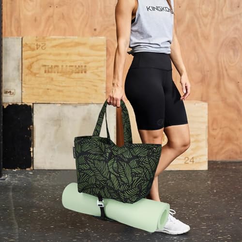 Explore Land Yoga Bags for Women with Large Pocket Pilates Tote Bag for Gym Beach Workout - Fits Water Bottles and All Size Mats(Black) by Explore Land - Image 6