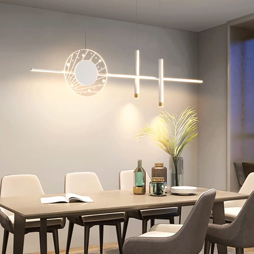 Reflektory wpuszczane, ultra-cienkie zawieszenie liniowe, biała metalowa lampa wisząca z długą rurką, wiszące oprawy oświetleniowe do restauracji.