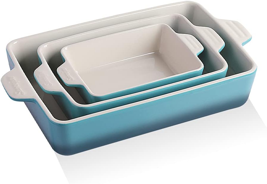 Amazon.com: Ceramics baking dish set of 2, Rectangular Baking Dish ...