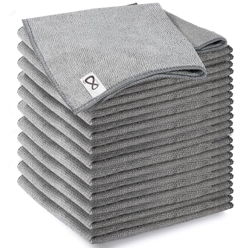 INFICRIME Microfiber Cleaning Cloth 12 Pack, 13 x 13 inch Microfiber Towels for Cars, High Performance Ultra Absorbent Car Washing Cloth, Lint Free Streak Free Cleaning Rags, 1200 Washes