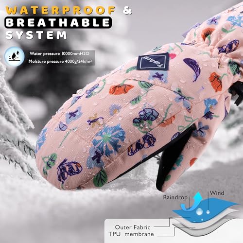 TopAcsy Luvas de esqui infantis impermeáveis e quentes de inverno para meninos e meninas