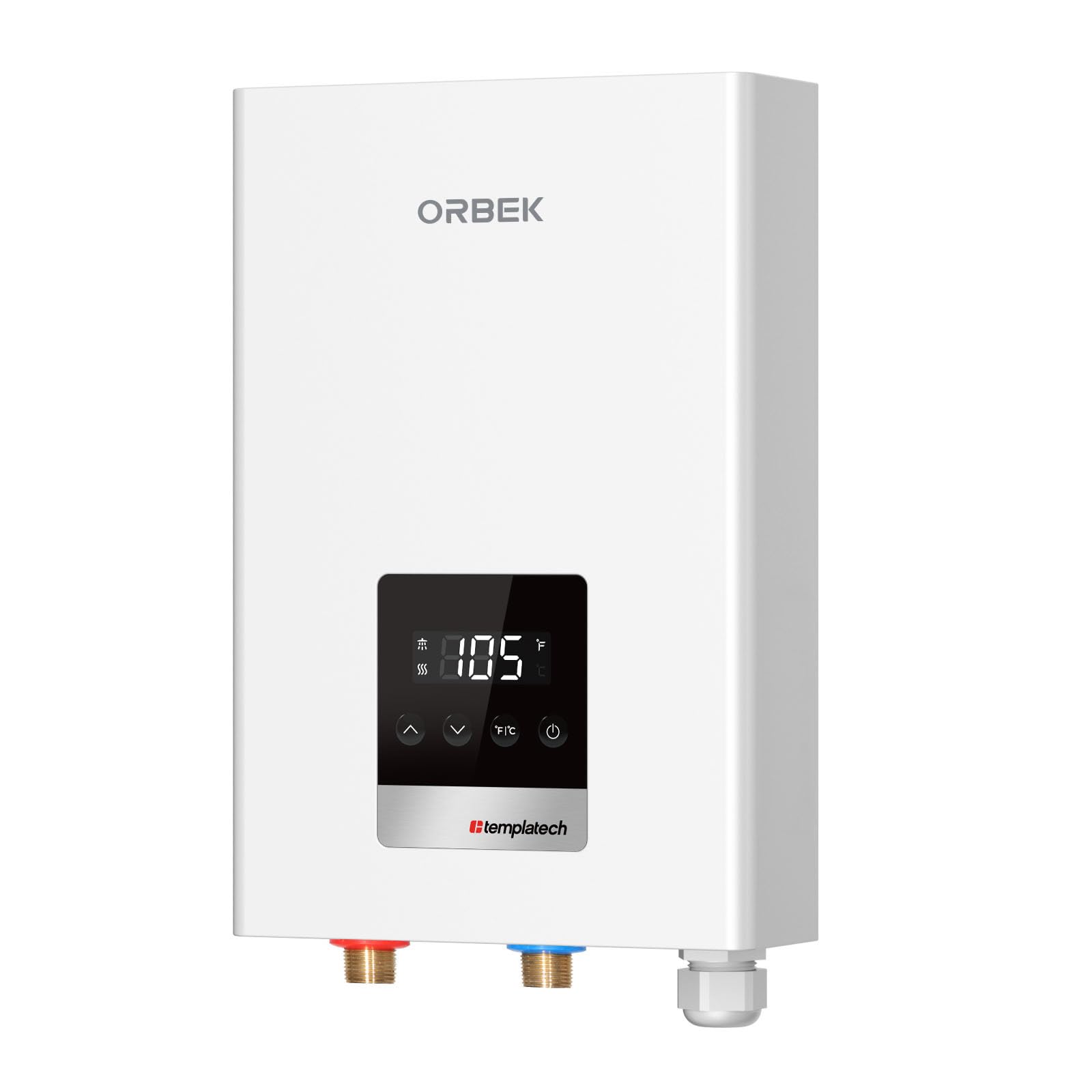 14kW Tankless Water Heater Electric, ORBEK 240 Volt On Demand Instant Hot Water Heater, with LED Digital Display, ETL Certified, Up to 3.38 GPM for 1-2 Fixtures
