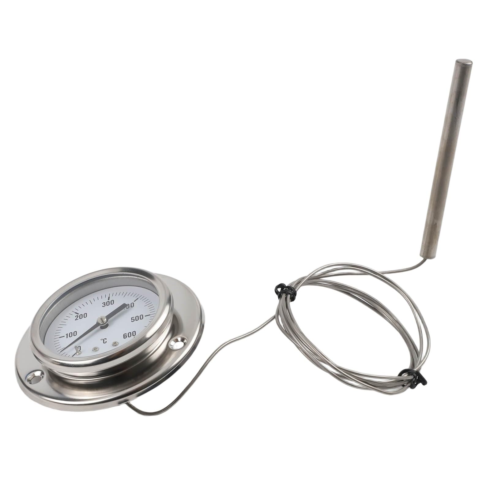 Termómetro de horno de acero inoxidable con sonda de 1,5 m, calibre de 0 a 600 °C para hornear en cocina y control de temperatura de caldera industrial